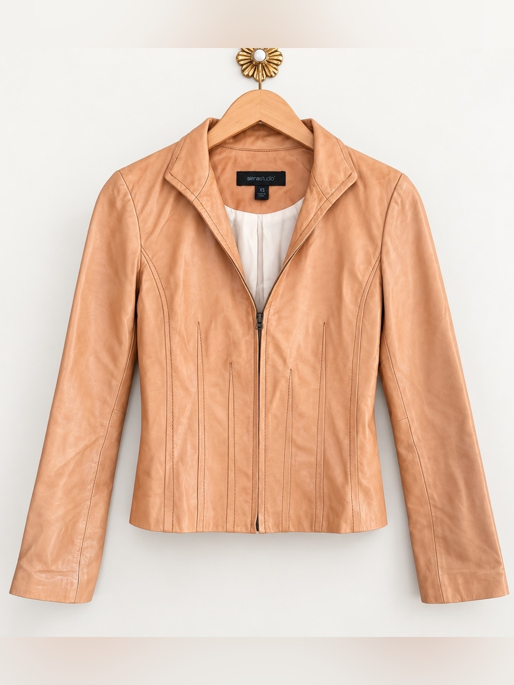 Sienastudio Genuine Leather Tan Fitted Jacket Women’s XS